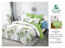 Lenjerie de Pat 6 Piese C-750 – Verde cu Flori și Frunze, Set Complet