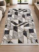Covor antiderapant gri / gold living dormitor 140x200